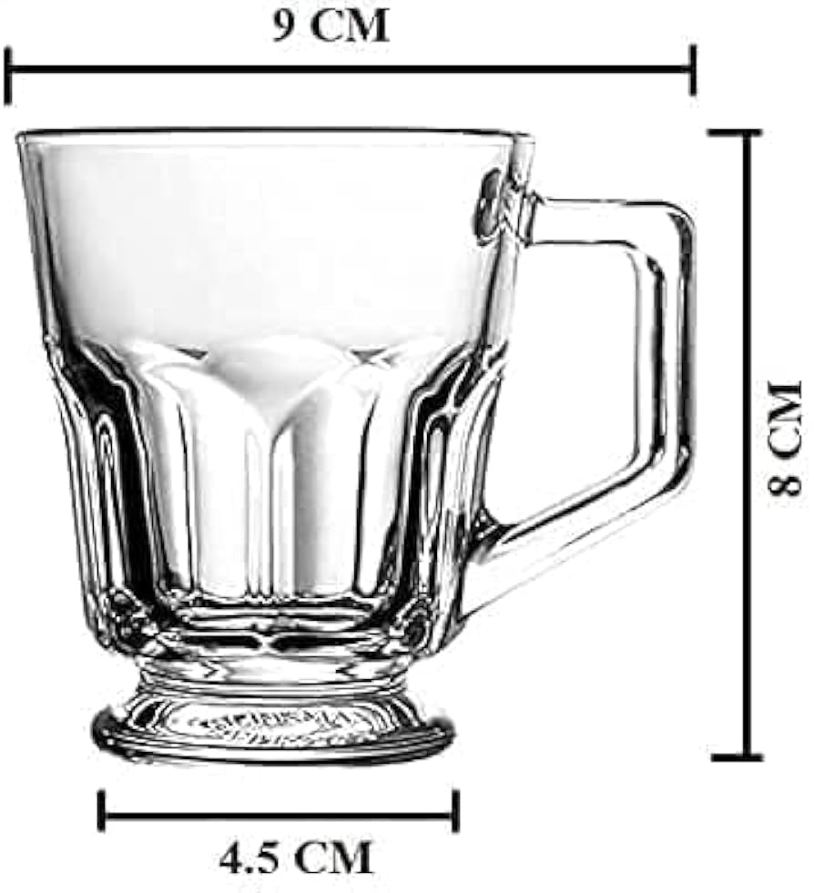 TRANSPARENT GLASS TEA CUPS 6PCS SETS