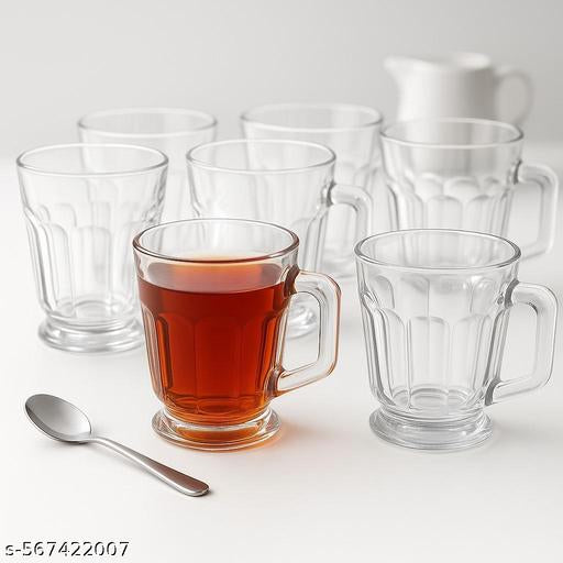 TRANSPARENT GLASS TEA CUPS 6PCS SETS