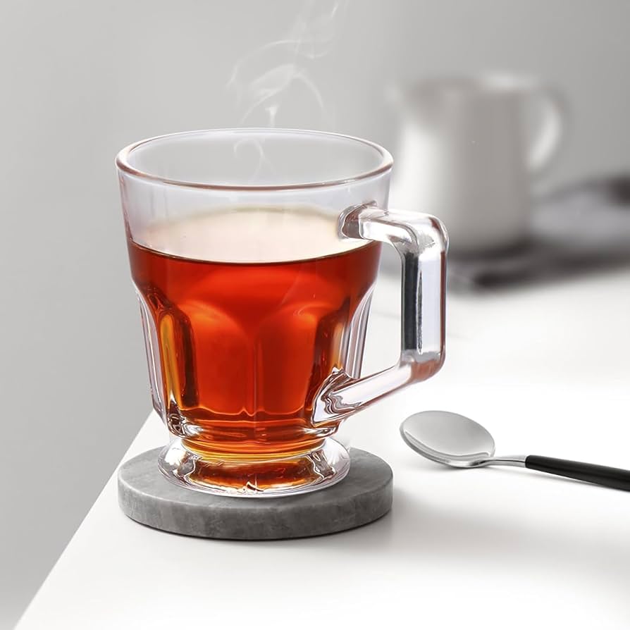 TRANSPARENT GLASS TEA CUPS 6PCS SETS