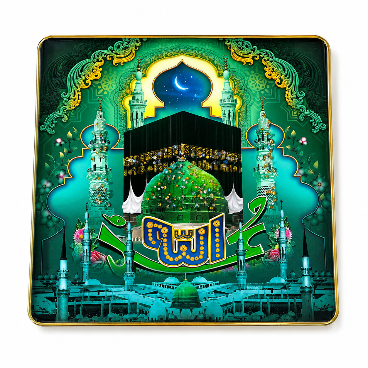 STONE WORK MECCA MADINA ISLAMIC FRAME