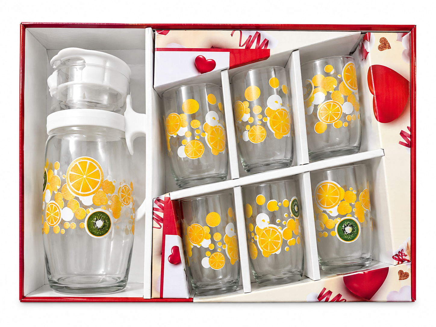 GLASS PRINTED LEMON SET