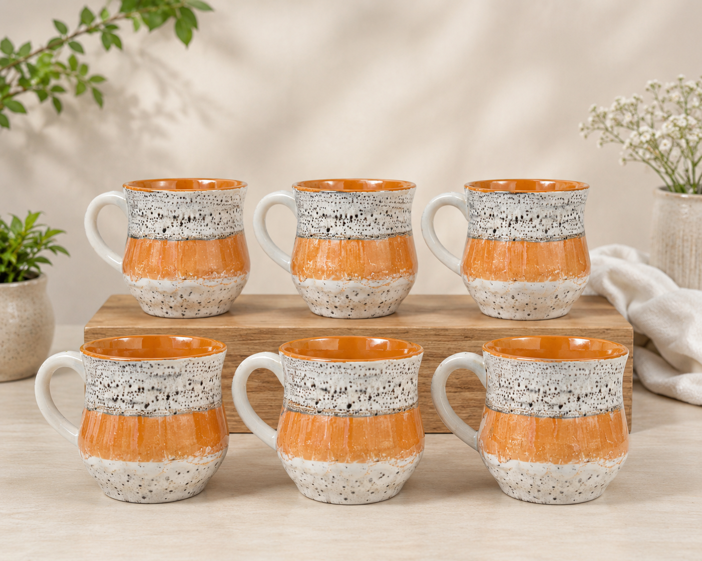 MULTICOLOURED CERAMIC TEA CUPS